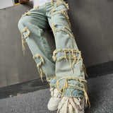 Threebooy 90s fashion men American Style Retro Wide Leg Jeans Men's American Style Trendy Loose Trousers High Street Wide Leg Pants