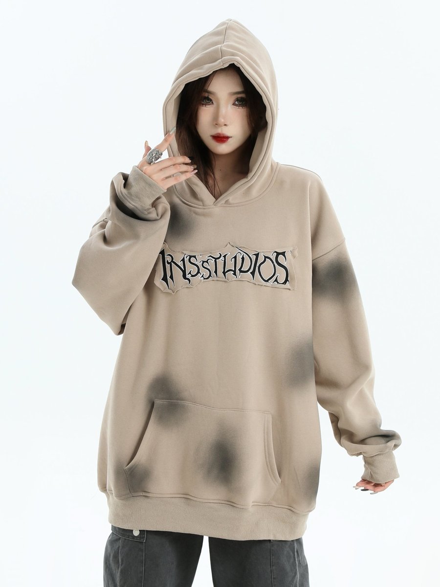 Threebooy [INSstudios] Spray Paint Logo Loose Hoodie na1634