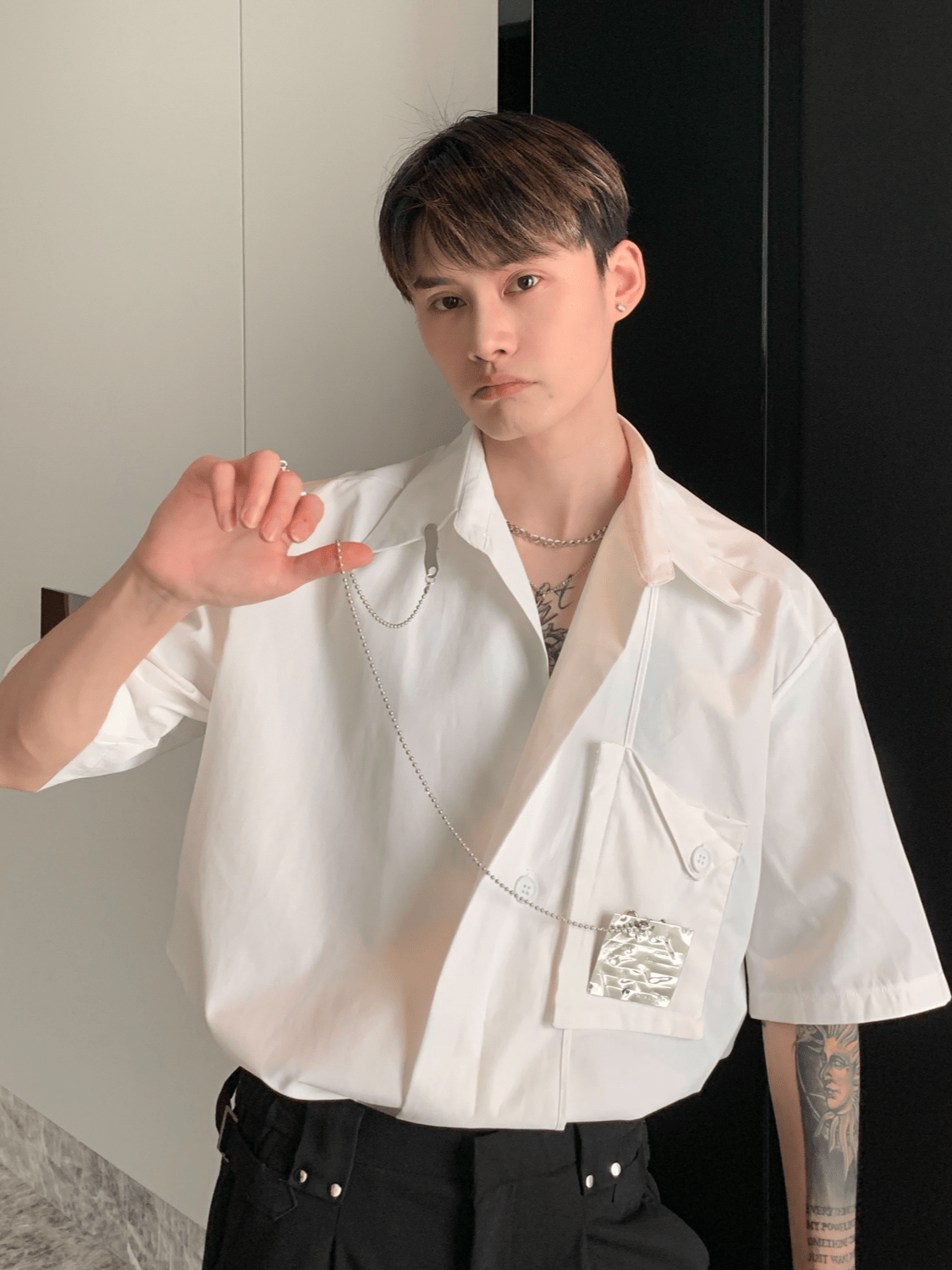 Threebooy [CUIBUJU] metal design casual shirt na799