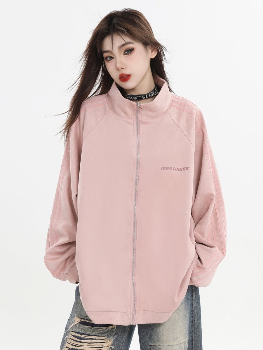 Threebooy [INSstudios] Striped Casual Zipper Jacket na1461