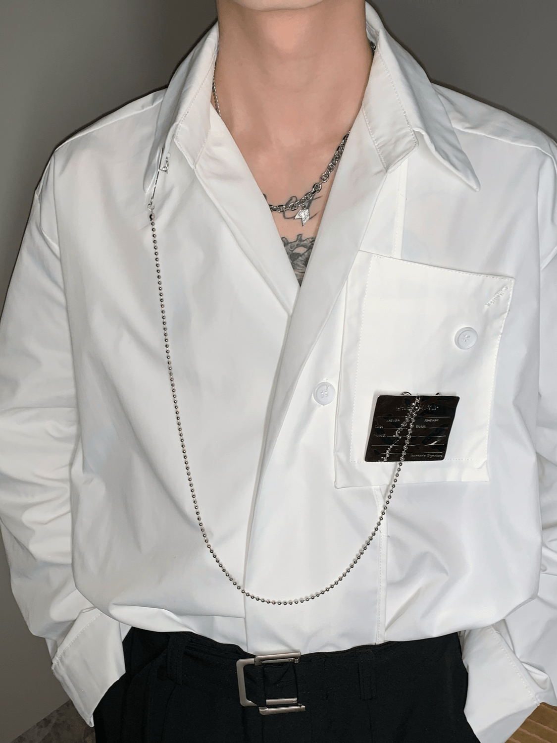 Threebooy [CUIBUJU] metal design casual shirt na799