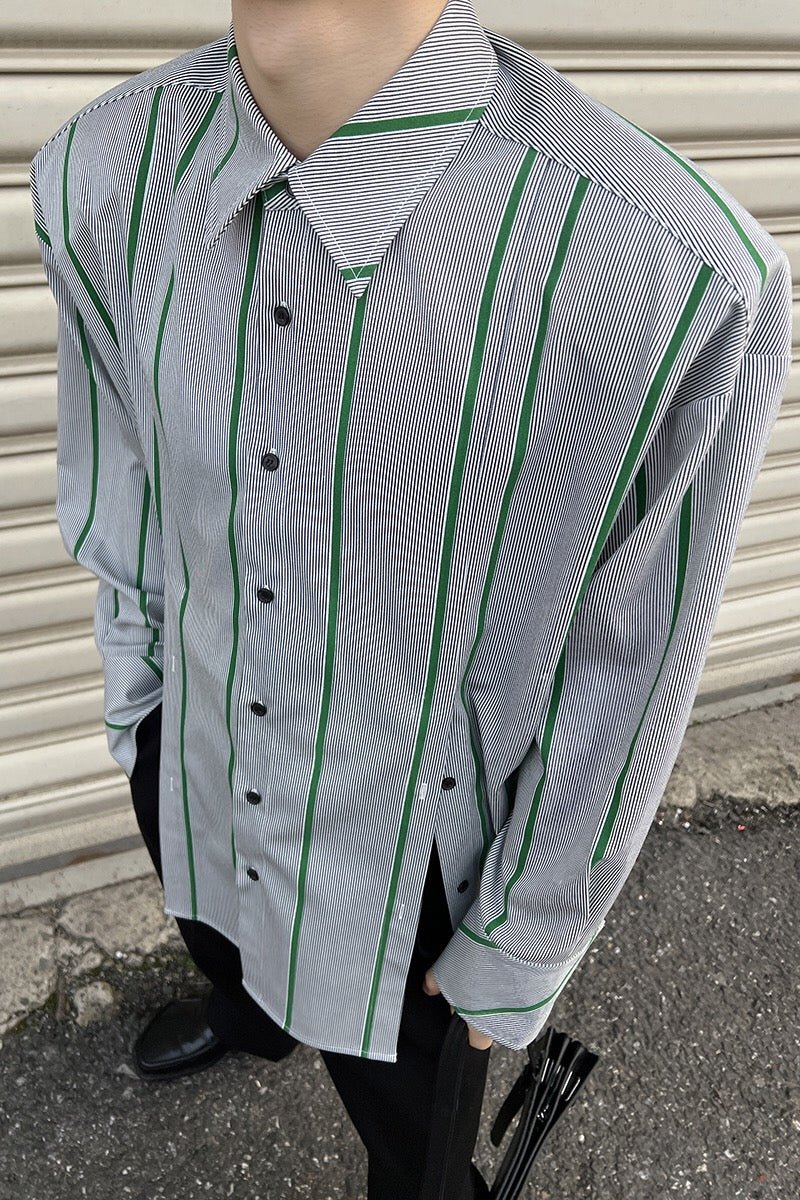 Threebooy In loose casual striped shirt NA656