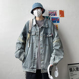 90s streetwear Denim Coat Men's Autumn Hong Kong Style Youth All-Matching Clothes Ins Korean Style Trendy Loose plus Size Jacket