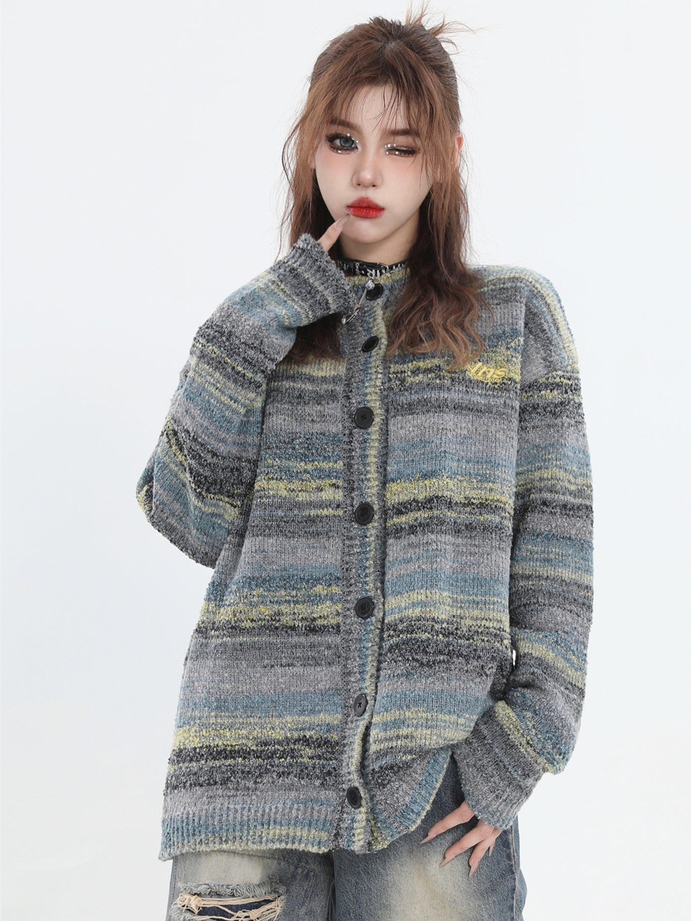 Threebooy [INSstudios] painting color loose knit sweater na821