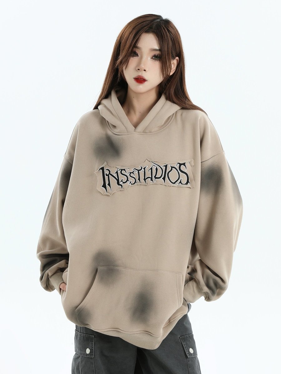 Threebooy [INSstudios] Spray Paint Logo Loose Hoodie na1634