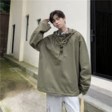 90s fashion Workwear Sweater Men's Japanese Ins Spring and Autumn Hooded Top Loose Pullover Casual Jacket