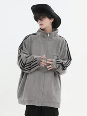 Threebooy [INSstudios] Striped Casual Zipper Jacket na1461