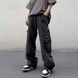 90s fashion men Overalls Men's Loose Ins Fashion Solid Color Casual Pants Trendy Trousers New Trendy Youth Popular