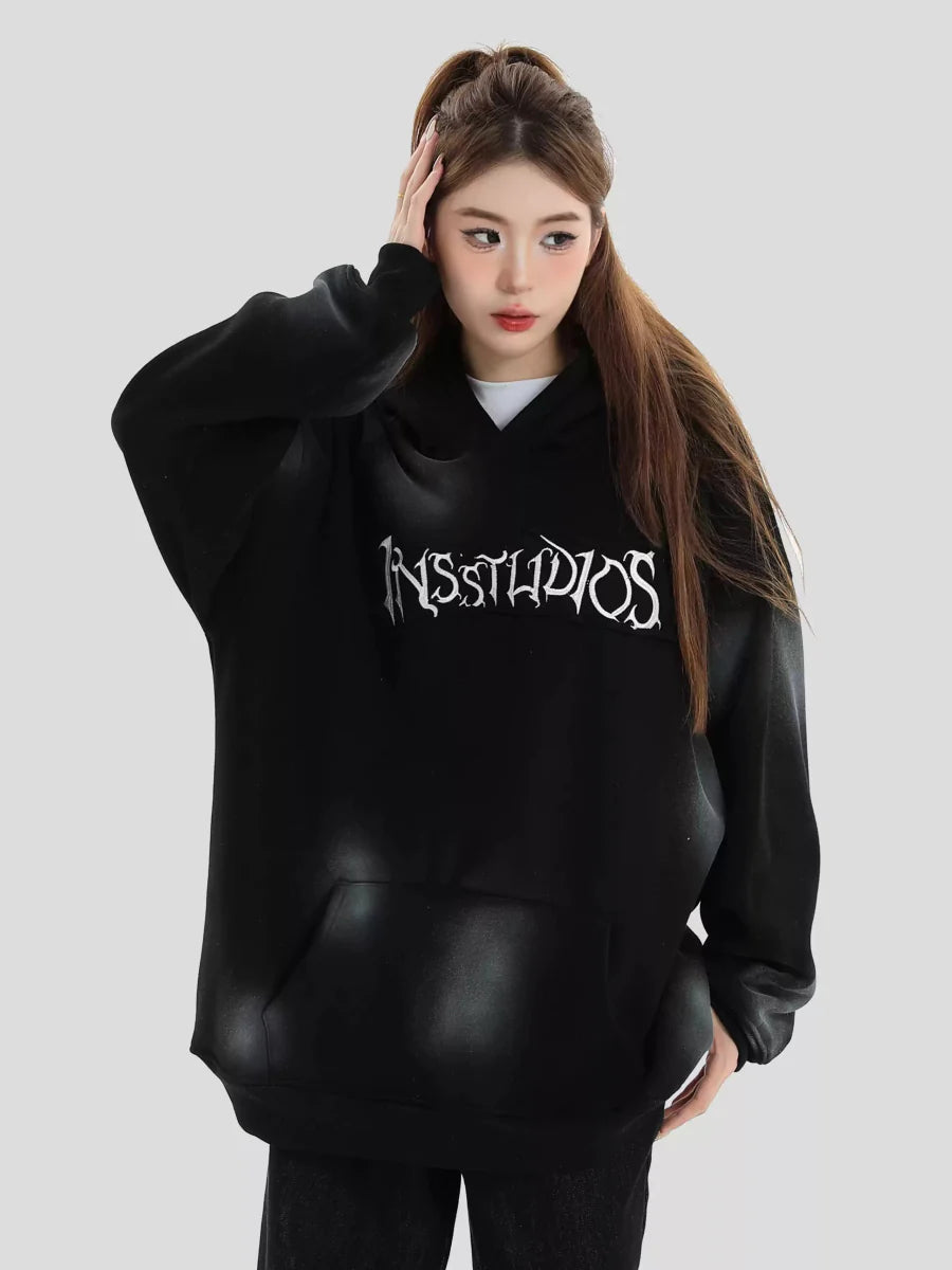 Threebooy [INSstudios] Spray Paint Logo Loose Hoodie na1634