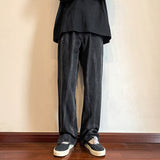 90s streetwear Split Jeans Men's Design Sense Niche Wide Leg Straight Pants Summer Thin Ins High Street Mopping Pants