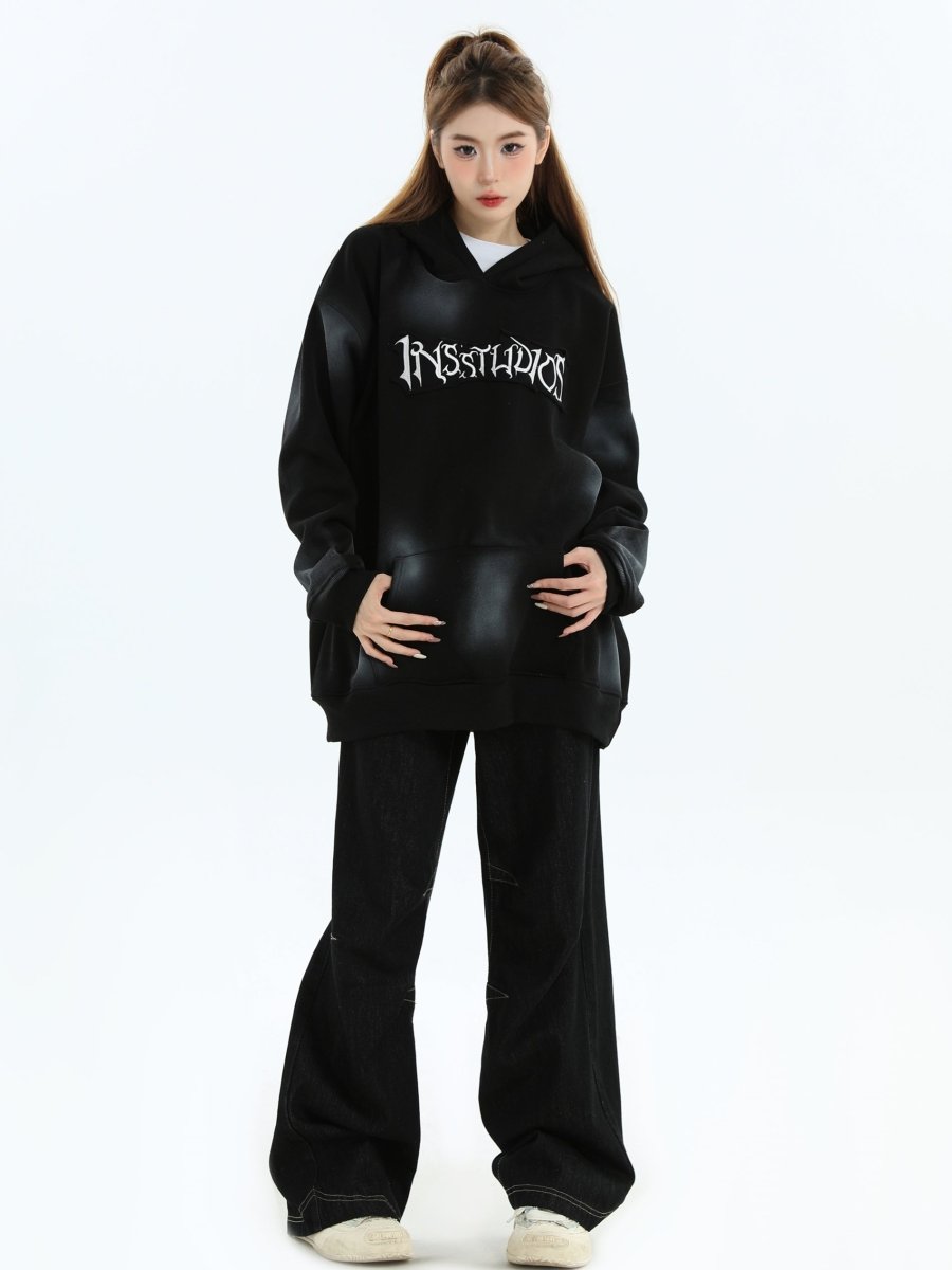 Threebooy [INSstudios] Spray Paint Logo Loose Hoodie na1634
