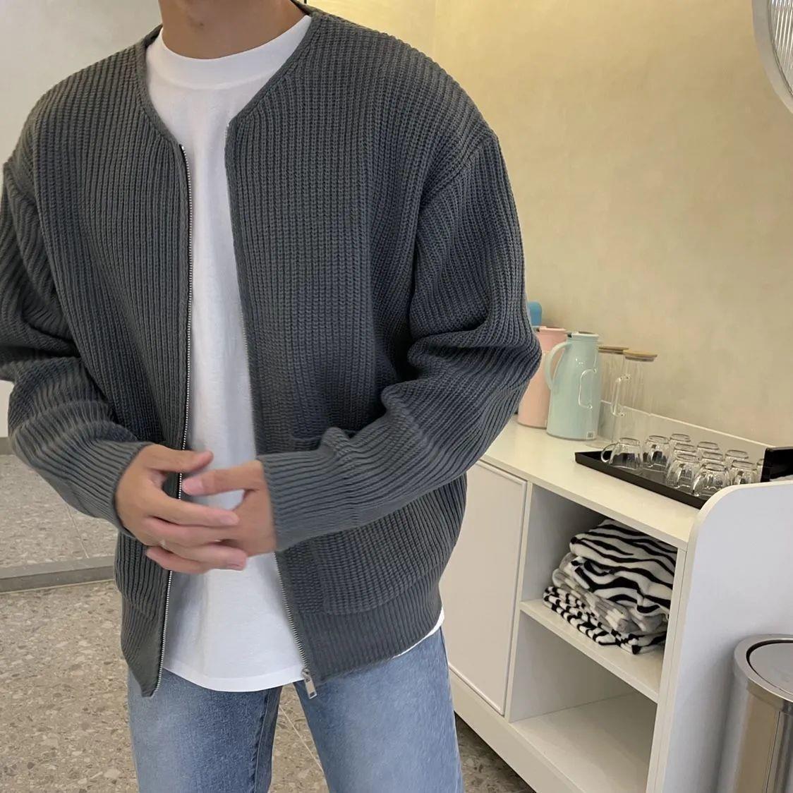 fall outfits men 2024 Autumn and Winter New Fashion Trendy Ins Trendy Knitted Cardigan Men's Solid Color Sweater Loose Casual Lazy Style