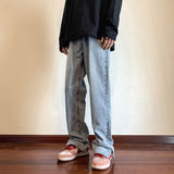 90s streetwear Split Jeans Men's Design Sense Niche Wide Leg Straight Pants Summer Thin Ins High Street Mopping Pants