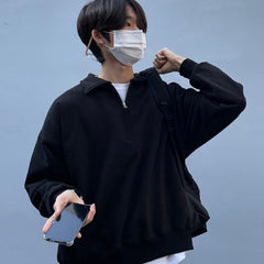 mens outfits New Long-Sleeved Sweater Men's Fashionable Ins Korean Style Fashionable Loose Lazy Style Coat Hong Kong Style Solid Color Top Clothes