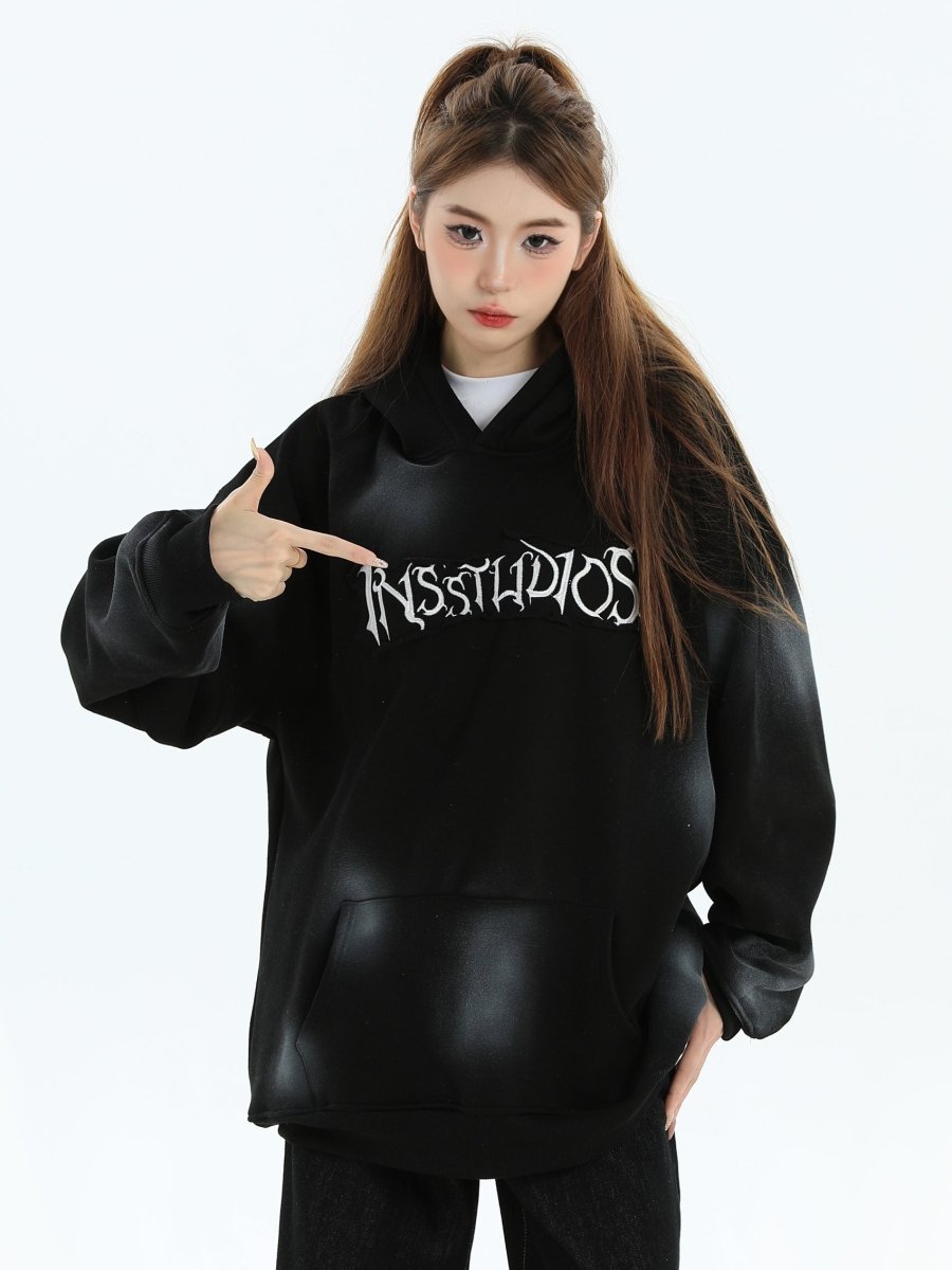 Threebooy [INSstudios] Spray Paint Logo Loose Hoodie na1634