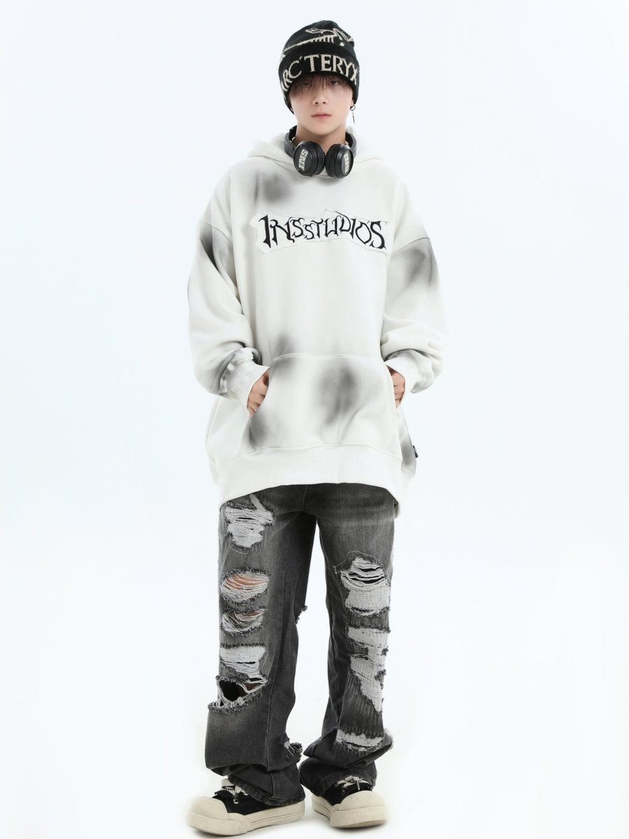 Threebooy [INSstudios] Spray Paint Logo Loose Hoodie na1634