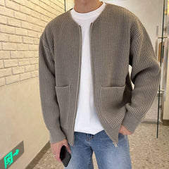 fall outfits men 2024 Autumn and Winter New Fashion Trendy Ins Trendy Knitted Cardigan Men's Solid Color Sweater Loose Casual Lazy Style