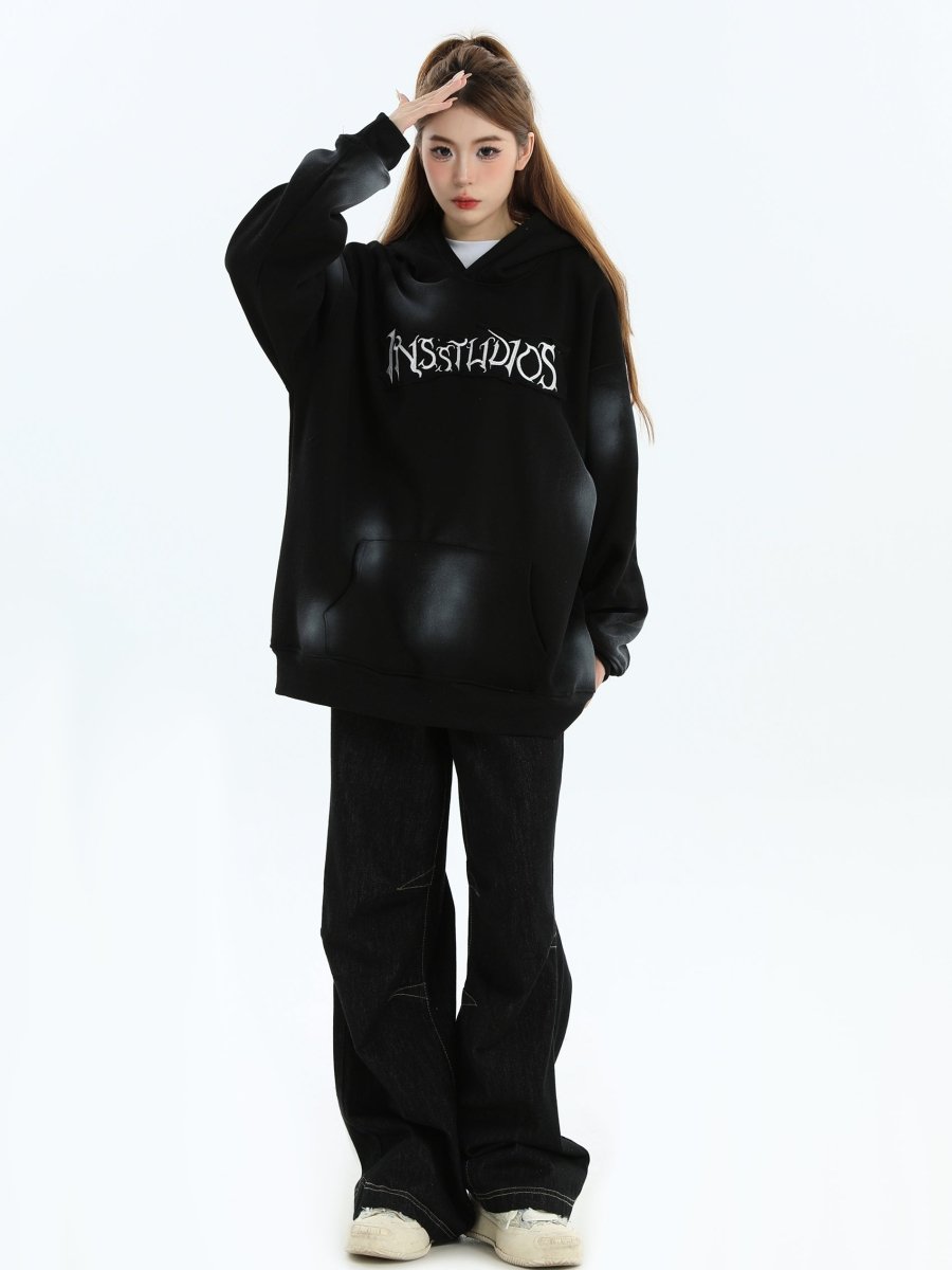 Threebooy [INSstudios] Spray Paint Logo Loose Hoodie na1634