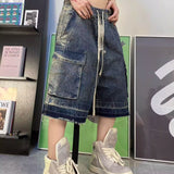 jorts mens outfits 2024 American Retro Washed Workwear Denim Shorts Men's and Women's Summer Thin Straight Men's Shorts