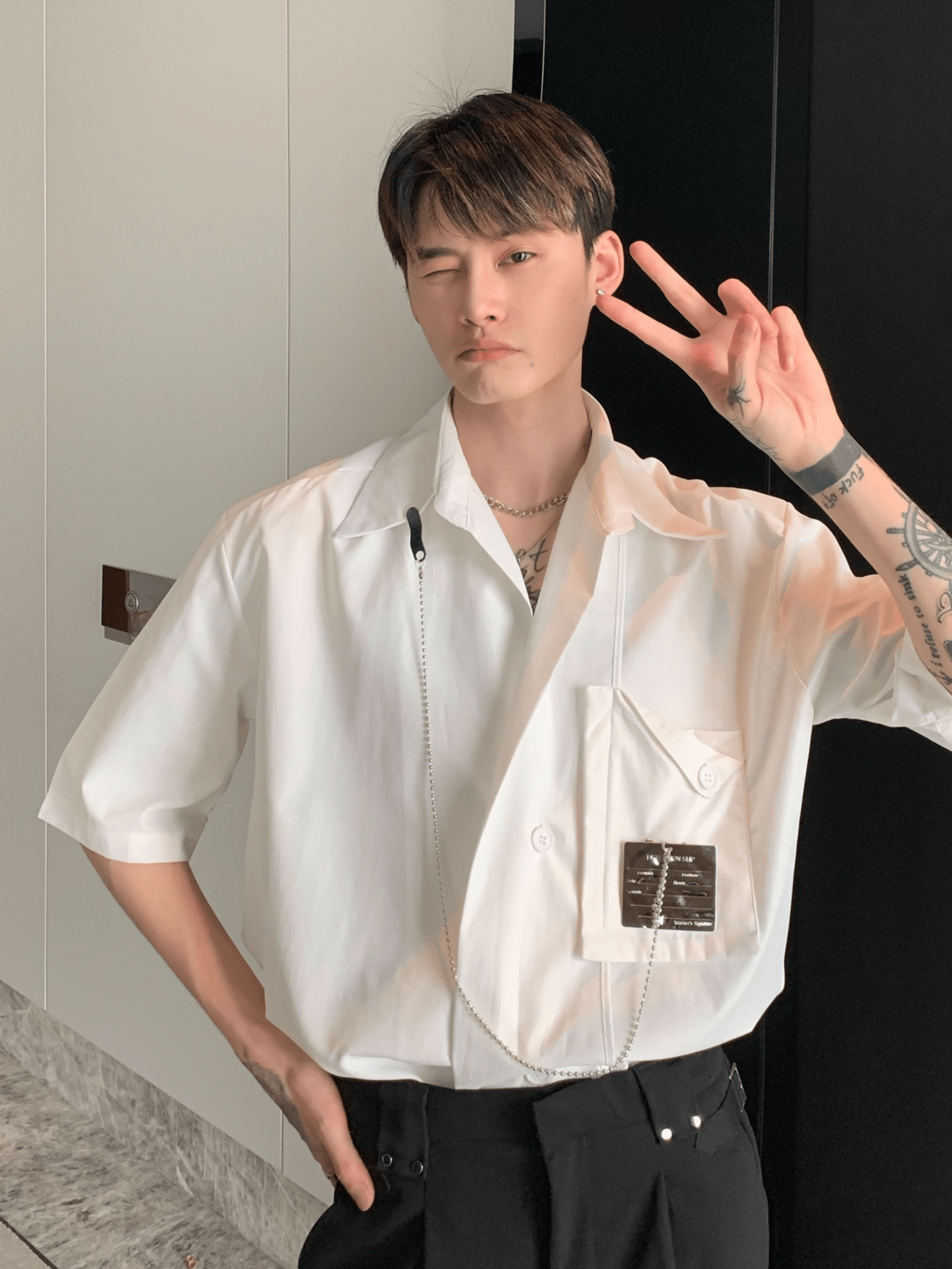 Threebooy [CUIBUJU] metal design casual shirt na799