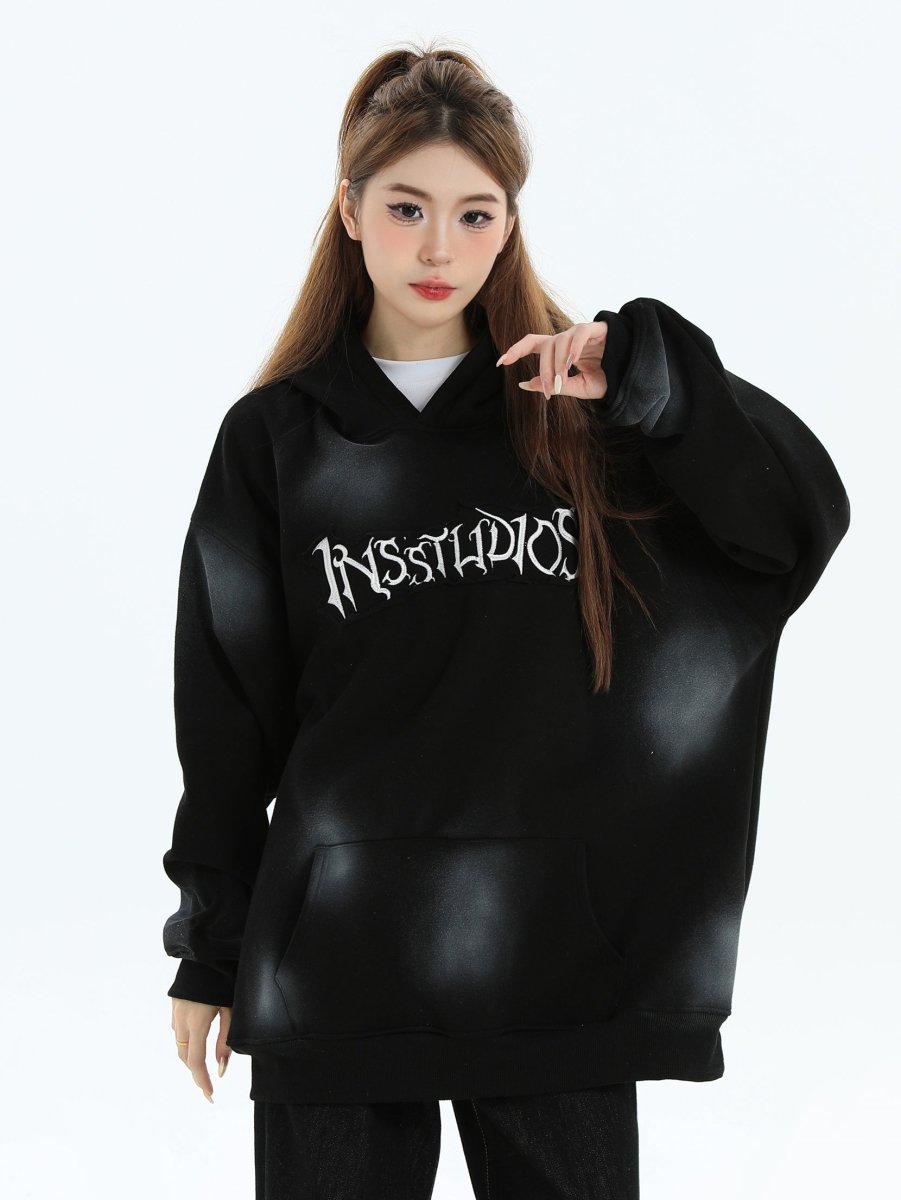 Threebooy [INSstudios] Spray Paint Logo Loose Hoodie na1634