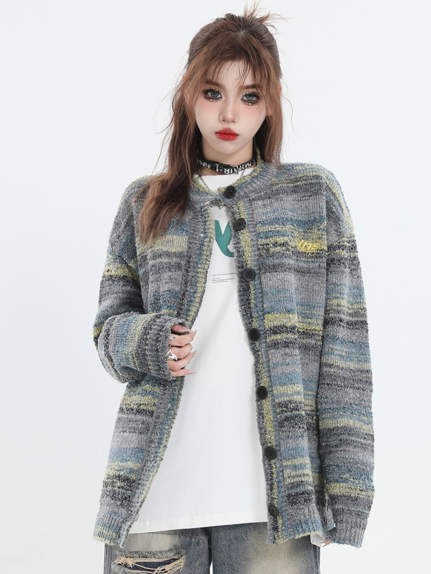 Threebooy [INSstudios] painting color loose knit sweater na821