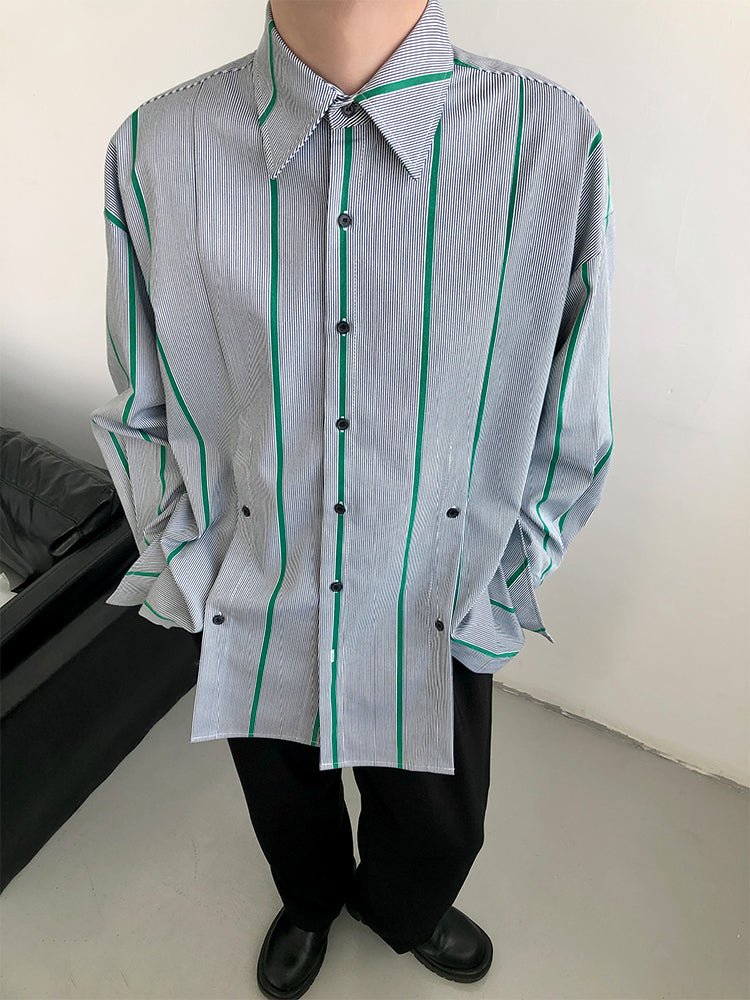 Threebooy In loose casual striped shirt NA656