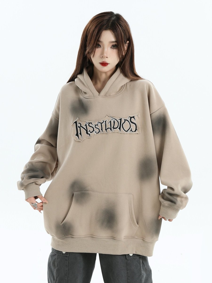 Threebooy [INSstudios] Spray Paint Logo Loose Hoodie na1634