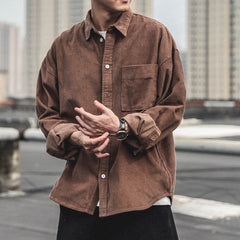 fall outfits men Corduroy Shirt Men's Long-Sleeved Autumn Japanese Fashionable Casual Loose Men's Autumn and Winter Thick Shirt Men's Coat