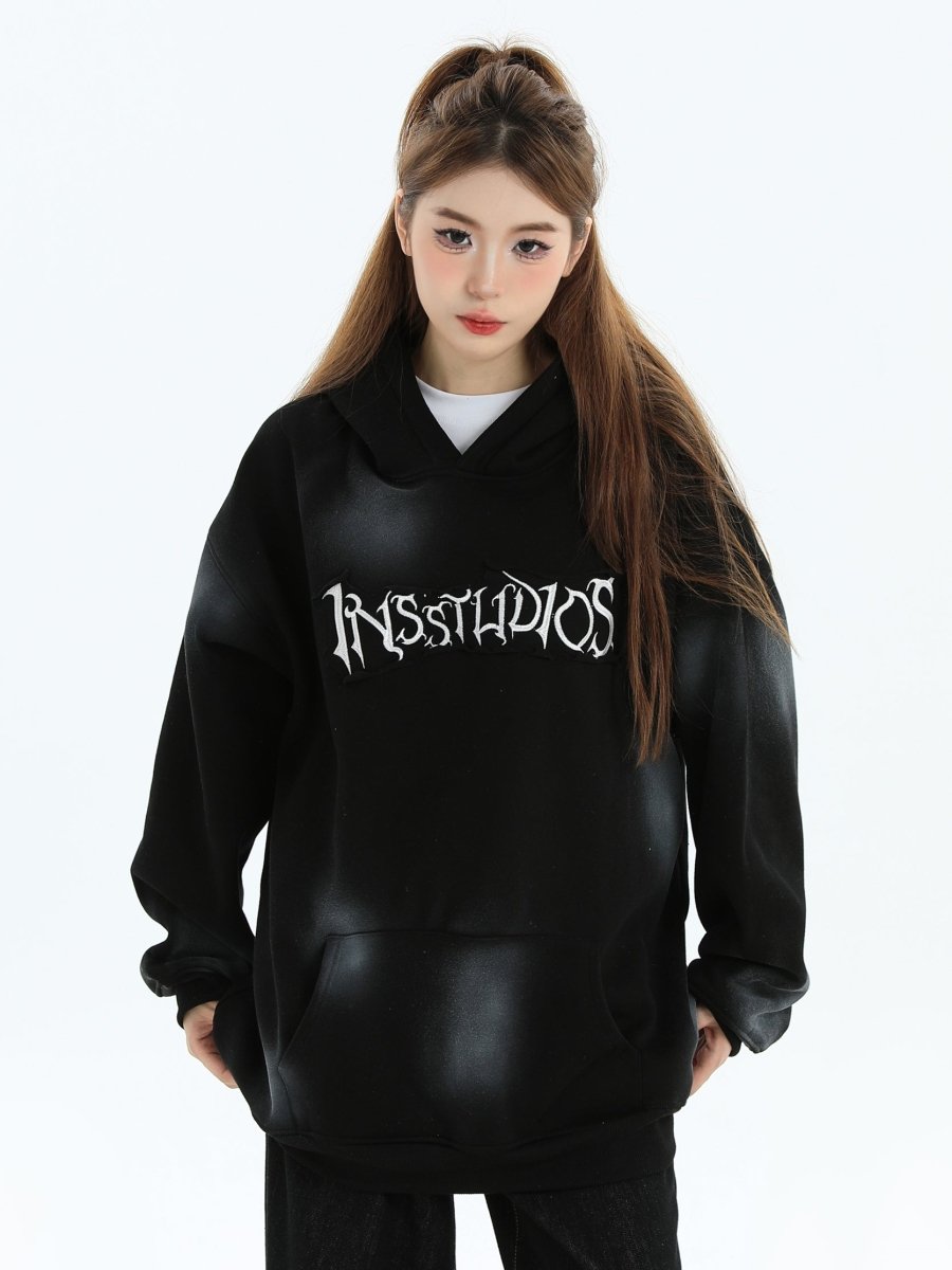 Threebooy [INSstudios] Spray Paint Logo Loose Hoodie na1634