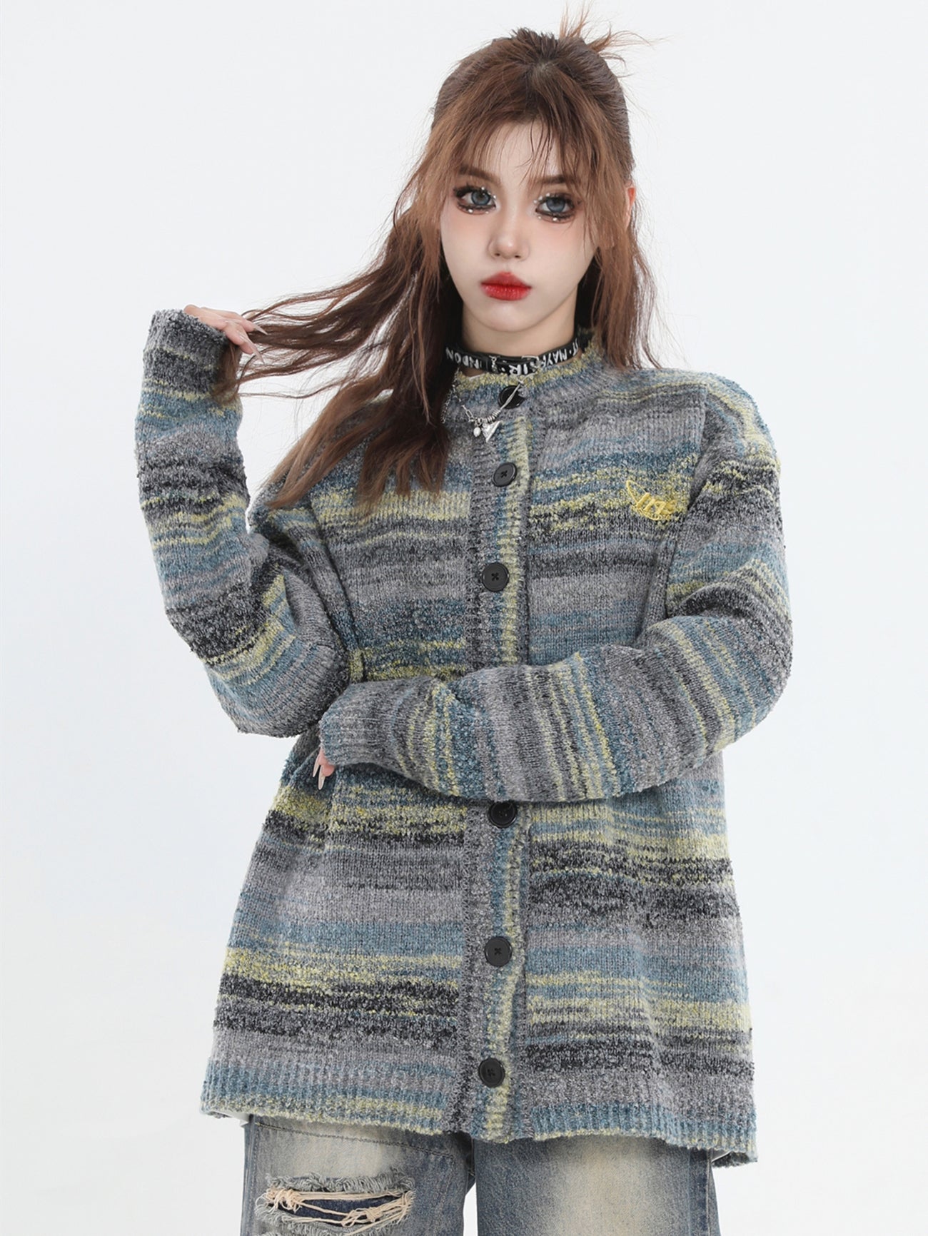 Threebooy [INSstudios] painting color loose knit sweater na821