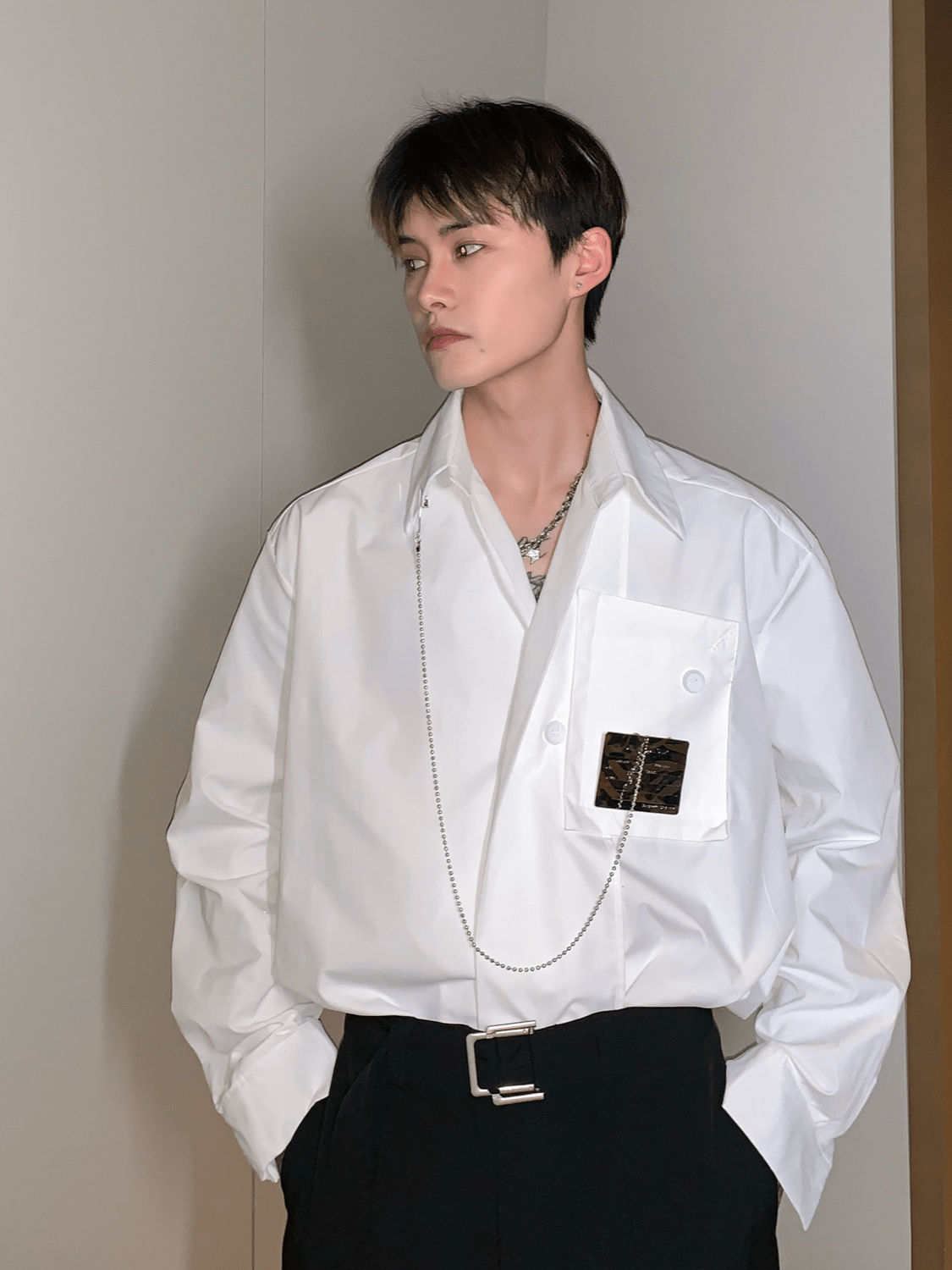 Threebooy [CUIBUJU] metal design casual shirt na799
