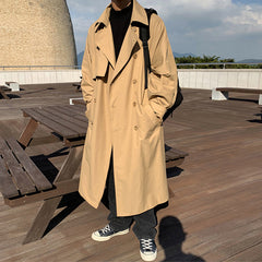 mens fall fashion Autumn and Winter New Men's Mid-Length Trench Coat Korean Handsome Yupi Coat British Style Coat 