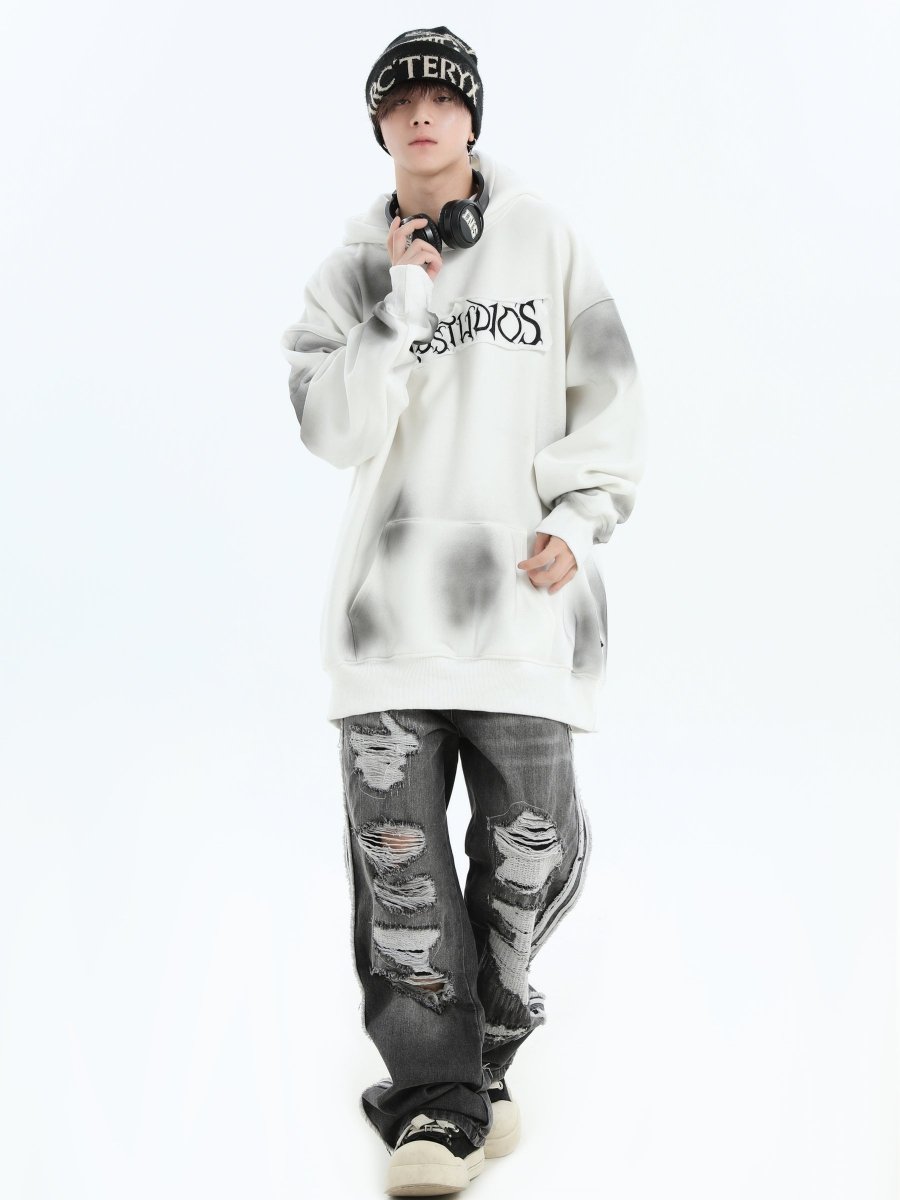 Threebooy [INSstudios] Spray Paint Logo Loose Hoodie na1634
