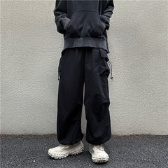 boy outfits Multi-Pocket Workwear Casual Wide-Leg Pants Men's Spring and Autumn Hip Hop Ins Loose Straight Ankle-Length Pants