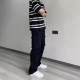 fall outfits men Overalls American Street Retro Button Design Men's Straight Loose Large Pocket Straight Vibe Trousers