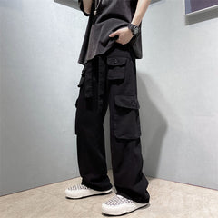 boy outfits American Ins High Street Multi-Pocket Overalls Men's Loose Straight Casual Pants Autumn Drape Wide Leg Pants