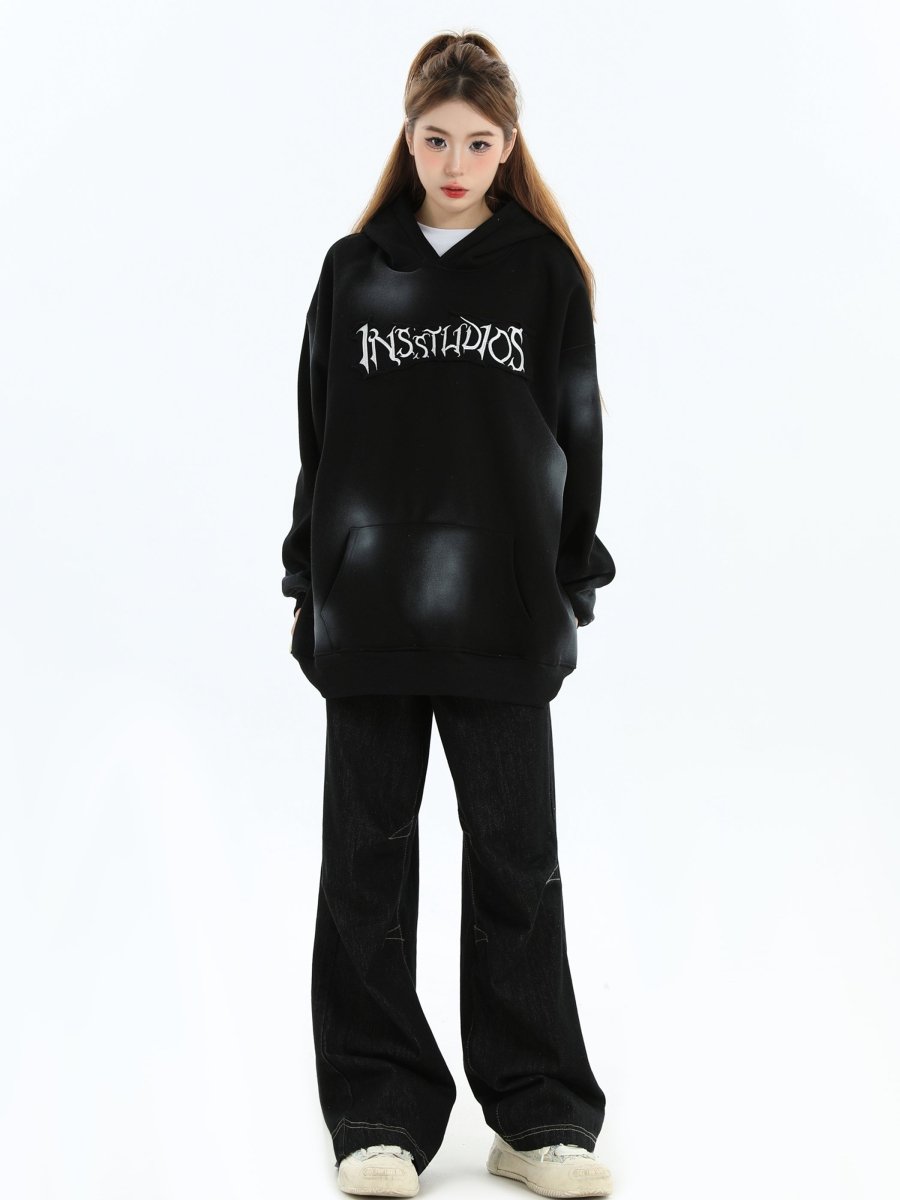 Threebooy [INSstudios] Spray Paint Logo Loose Hoodie na1634