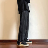 90s streetwear Split Jeans Men's Design Sense Niche Wide Leg Straight Pants Summer Thin Ins High Street Mopping Pants