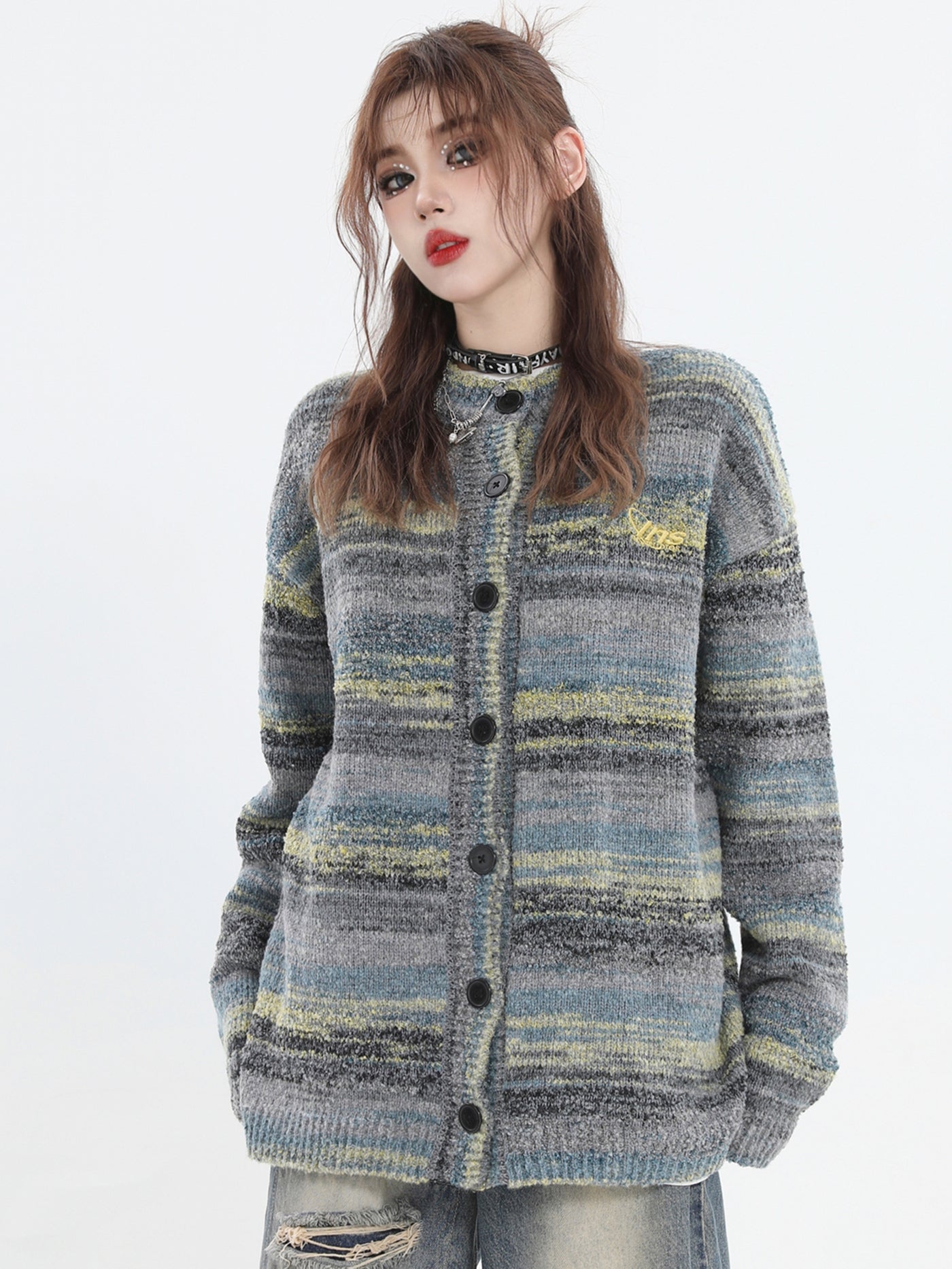 Threebooy [INSstudios] painting color loose knit sweater na821