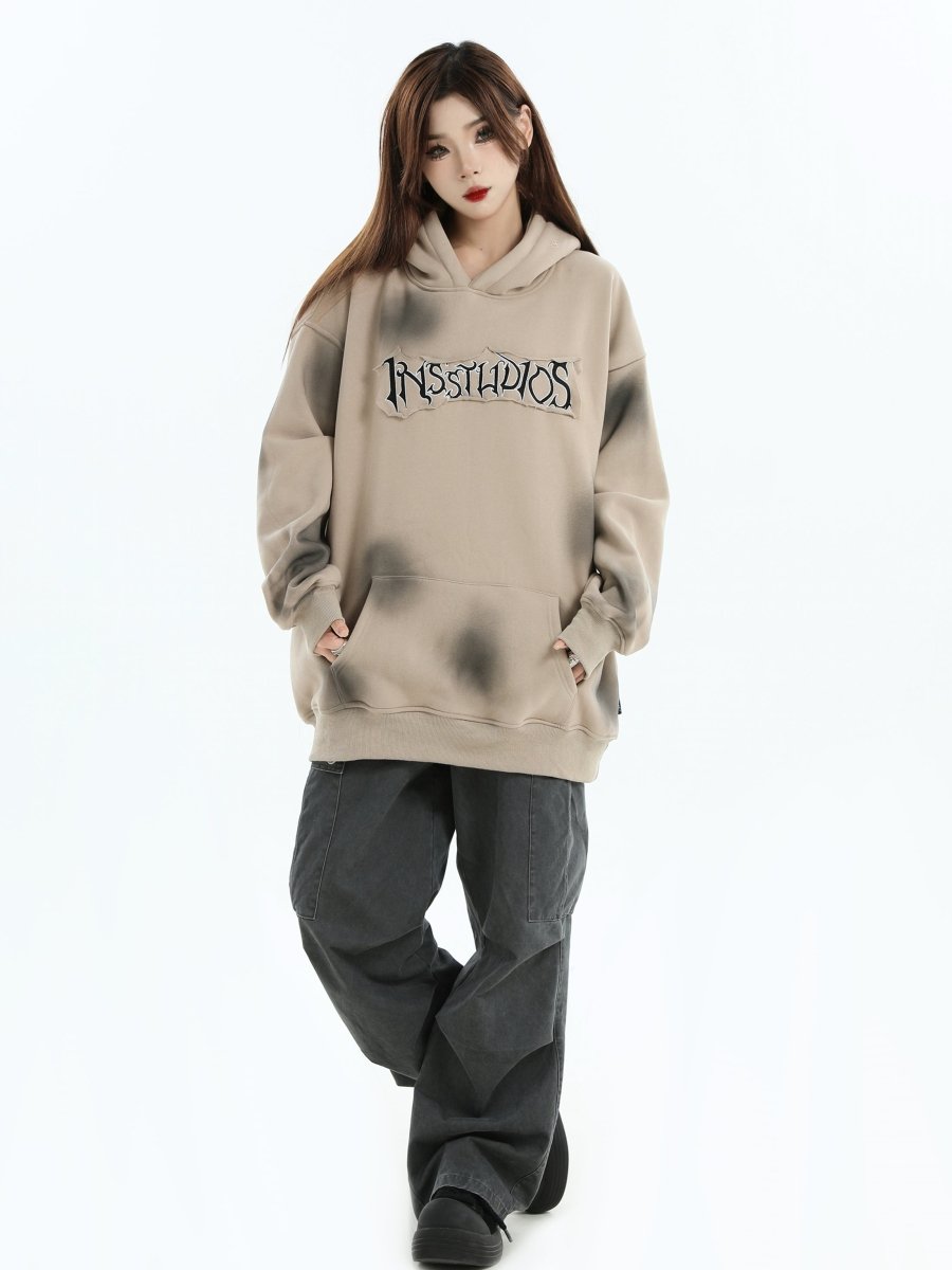 Threebooy [INSstudios] Spray Paint Logo Loose Hoodie na1634