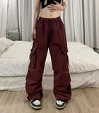 starboy outfit Ins American Overalls Men's and Women's High Street Design Drawstring Loose Ankle-Tied Wide-Leg Casual Trousers