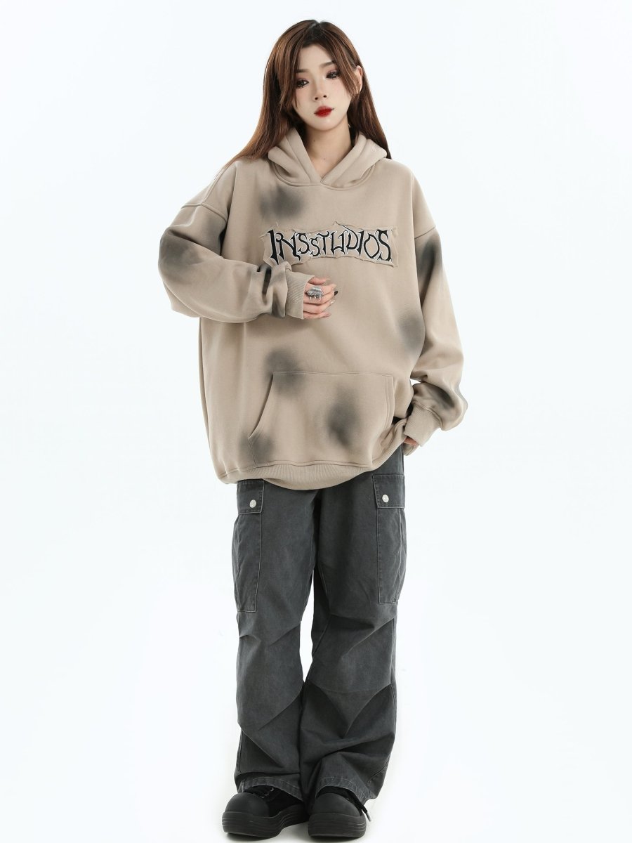 Threebooy [INSstudios] Spray Paint Logo Loose Hoodie na1634