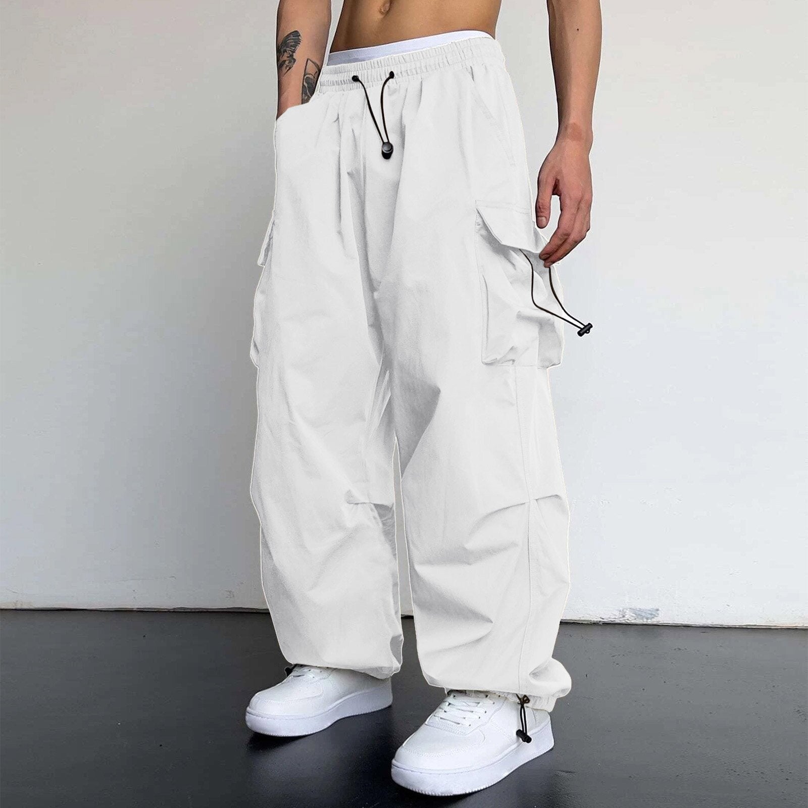 starboy outfit 2024 Nylon Quick-Drying Overalls Men's Summer New American Parachute Pants High Waist Wide Leg Casual Drawstring