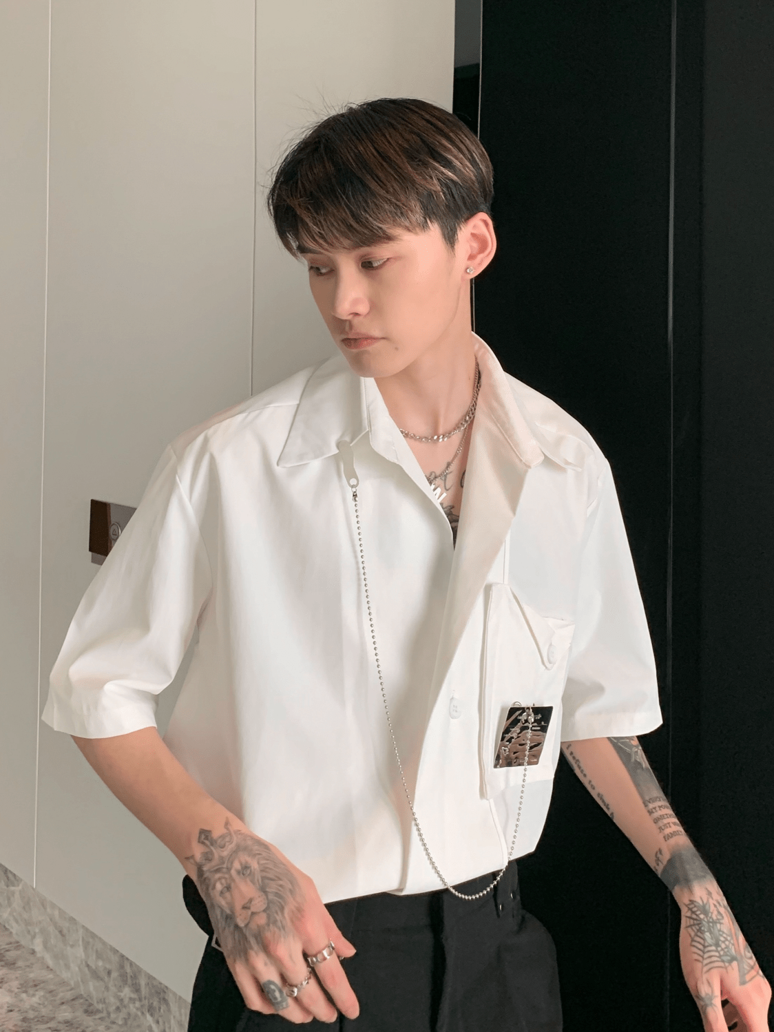 Threebooy [CUIBUJU] metal design casual shirt na799