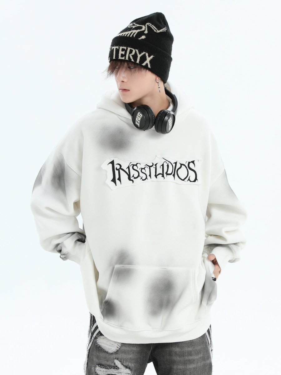 Threebooy [INSstudios] Spray Paint Logo Loose Hoodie na1634