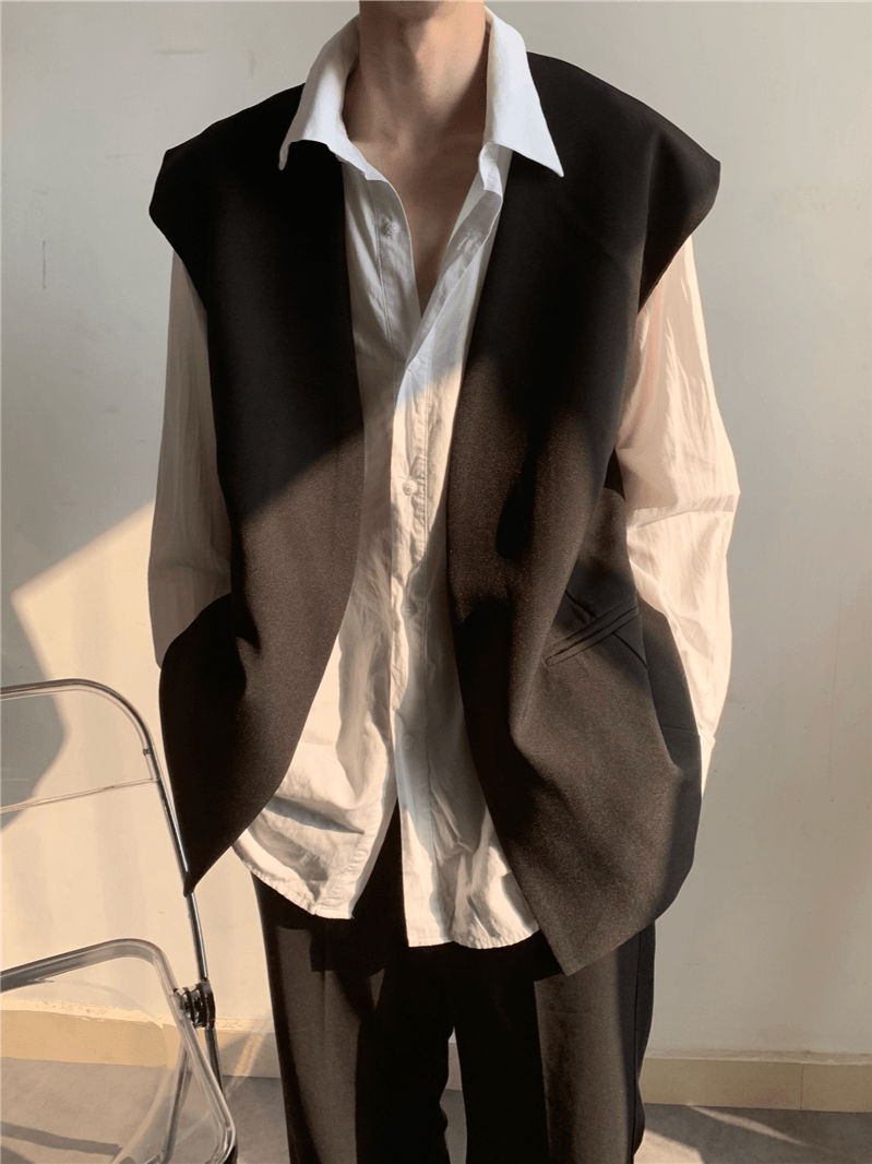 Threebooy [ACETAILORS STUDIO] trendy collarless suit vest NA585