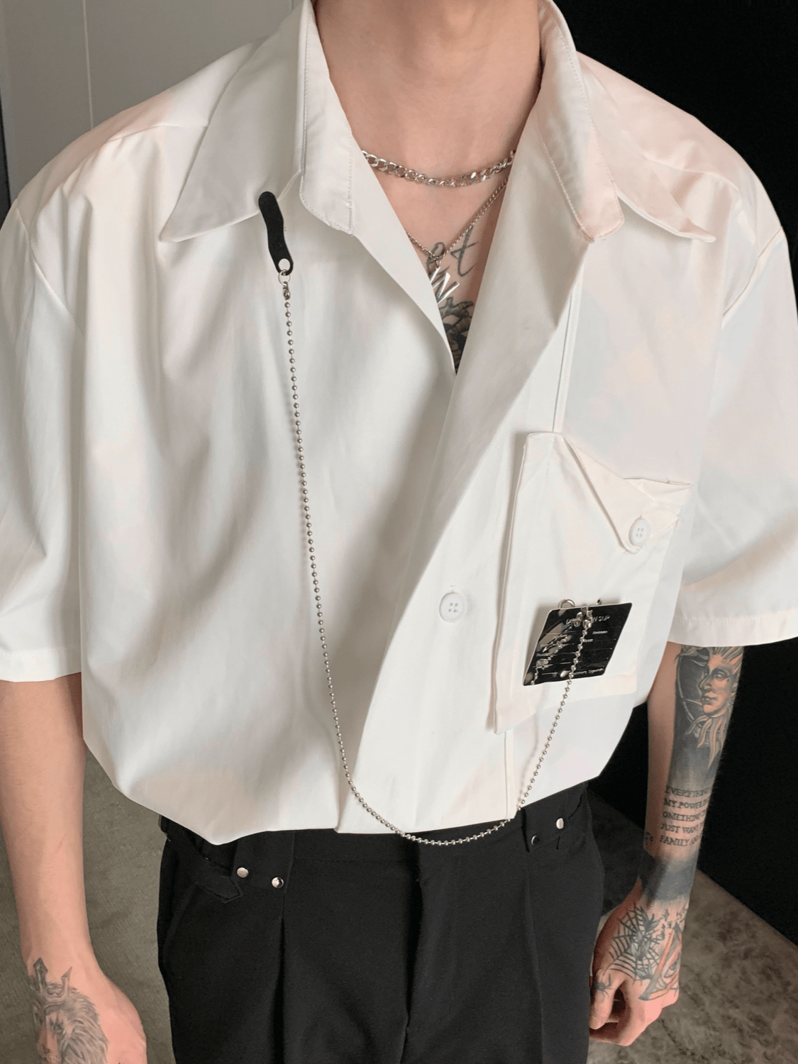 Threebooy [CUIBUJU] metal design casual shirt na799