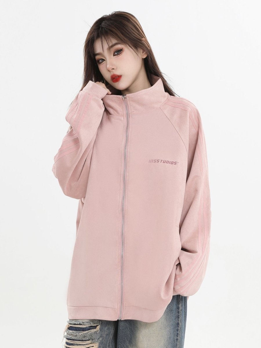Threebooy [INSstudios] Striped Casual Zipper Jacket na1461