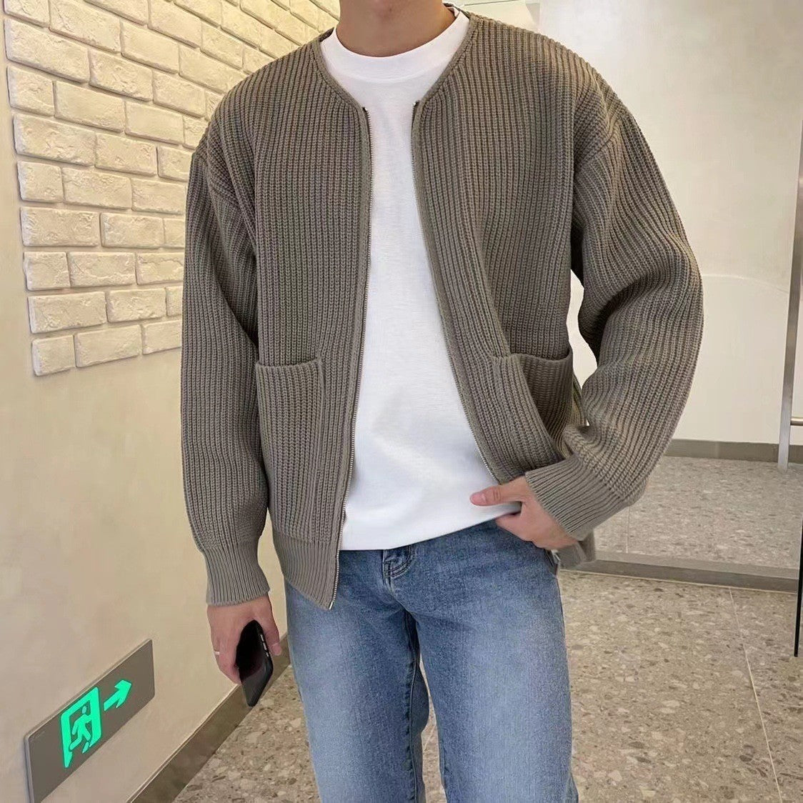 fall outfits men 2024 Autumn and Winter New Fashion Trendy Ins Trendy Knitted Cardigan Men's Solid Color Sweater Loose Casual Lazy Style